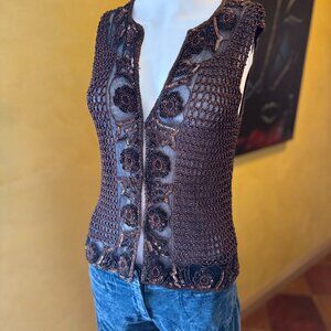 NWOT! Vintage Western Fashion Fully Hand-Beaded Sleeveless Top (Early 2000s)